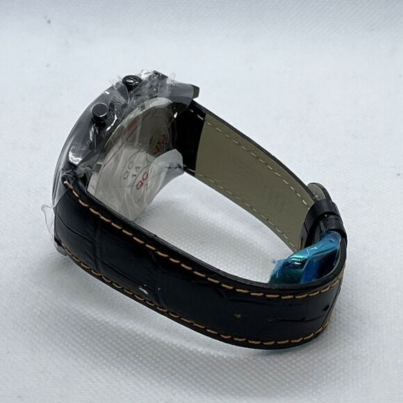 Burei B-7001M Men's Black Leather Analog Dial Quartz Genuine Wrist Watch JMB77 - Picture 10 of 12